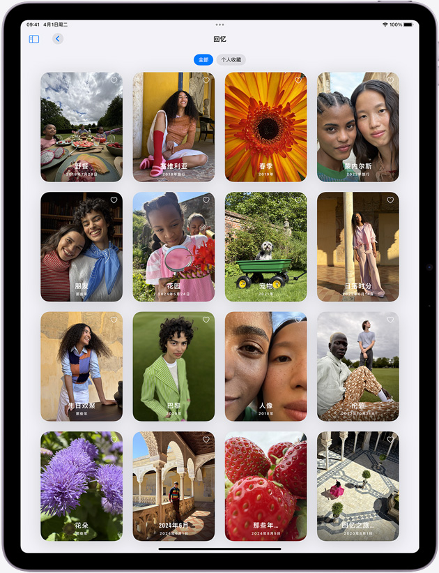 iPad Air 上的照片 app。
