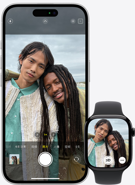 图片展示 iPhone 与 Apple Watch 的连续互通功能
