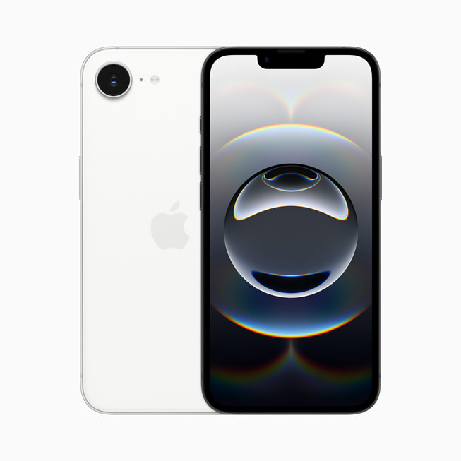iPhone 16e 的 6.1 英寸显示屏与后置摄像头。