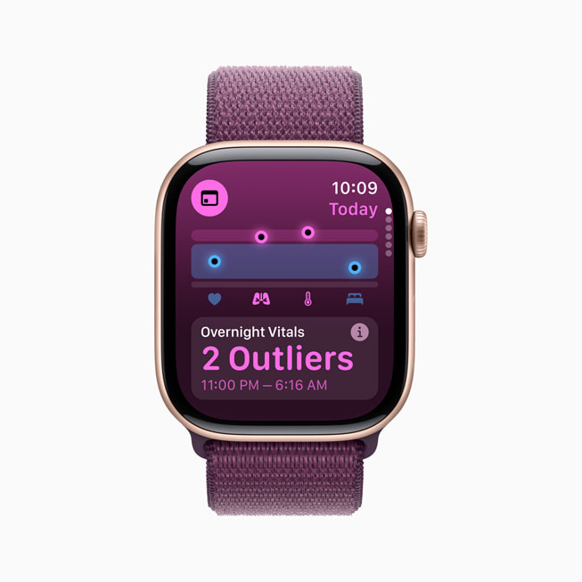 Apple Watch 上显示着生命体征 app。