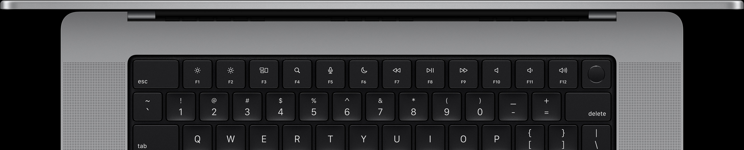 Mac 键盘的俯视图。