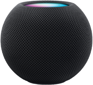 午夜色 HomePod mini,上方呈现动态多彩像素拼成的“mini”字样。