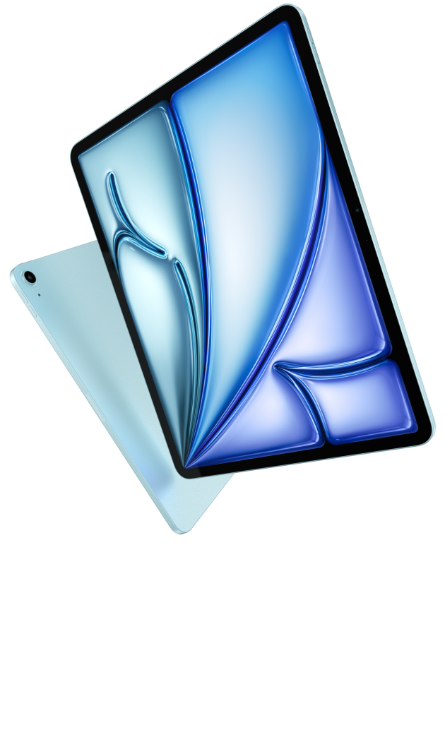 iPad Air 的正面和背面外观，展示纤薄机身。